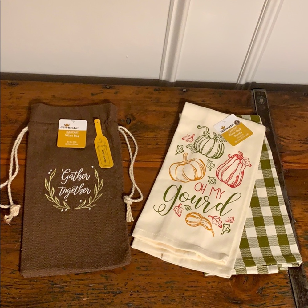 Wine Bag & Dish Towel Set 🍂